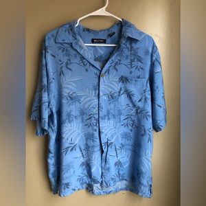 Men’s Blue Tropical button short sleeve